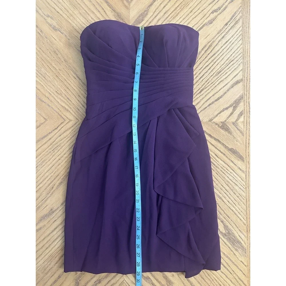 Draped Chiffon Purple Cocktail Dress Gathered Bustier Strapless Bra Insert Sz 6 - Picture 6 of 12